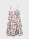 Mango Kids' Kosamui Cotton Sleeveless Tiered Midi Dress, Pink