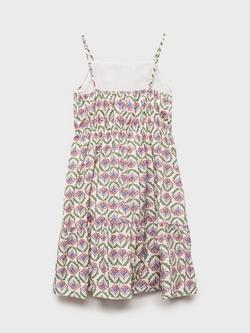 Mango Kids' Kosamui Cotton Sleeveless Tiered Midi Dress, Pink - view 2, Pink