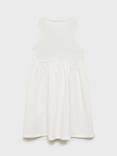 Mango Kids' Flared Ruched Neck Dress, Natural White