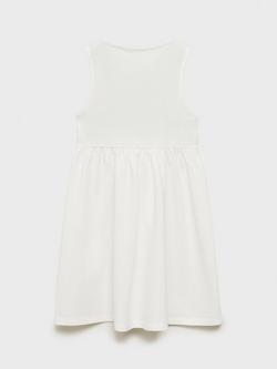 Mango Kids' Flared Ruched Neck Dress, Natural White, Natural White