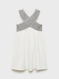 Mango Kids' Flared Ruched Neck Dress, Natural White