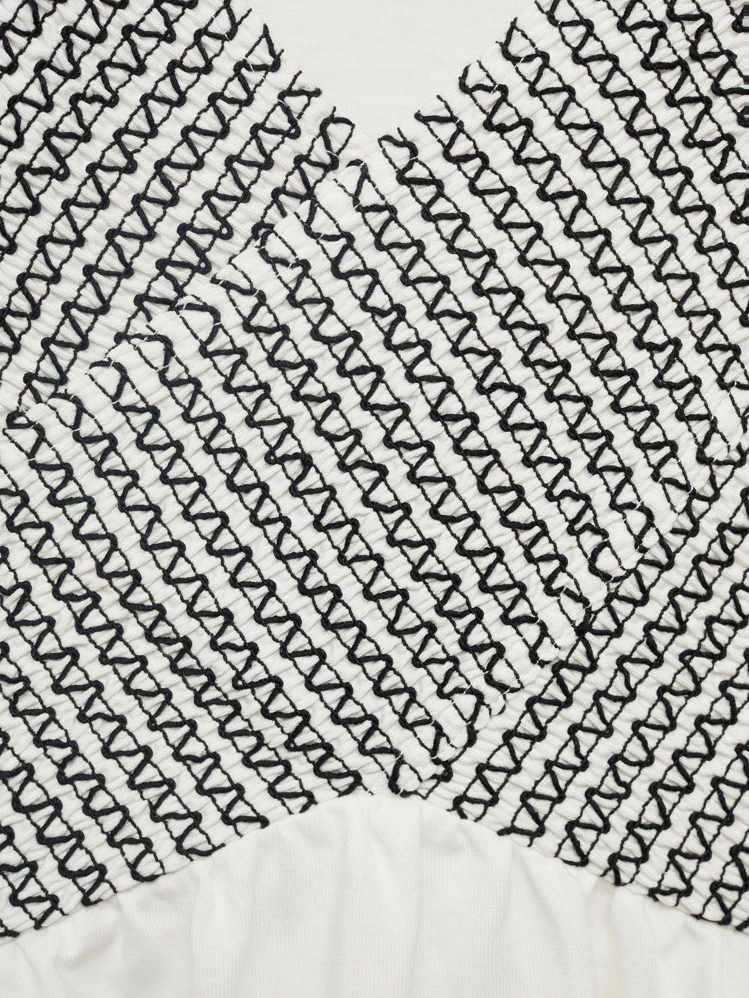 Product image 4 of 4, which shows Mango Kids' Flared Ruched Neck Dress, Natural White, 11-12 years