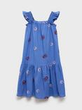 Mango Kids' Paipai Cotton Blend Tiered Midi Dress, Medium Blue