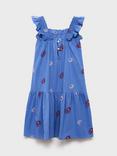 Mango Kids' Paipai Cotton Blend Tiered Midi Dress, Medium Blue
