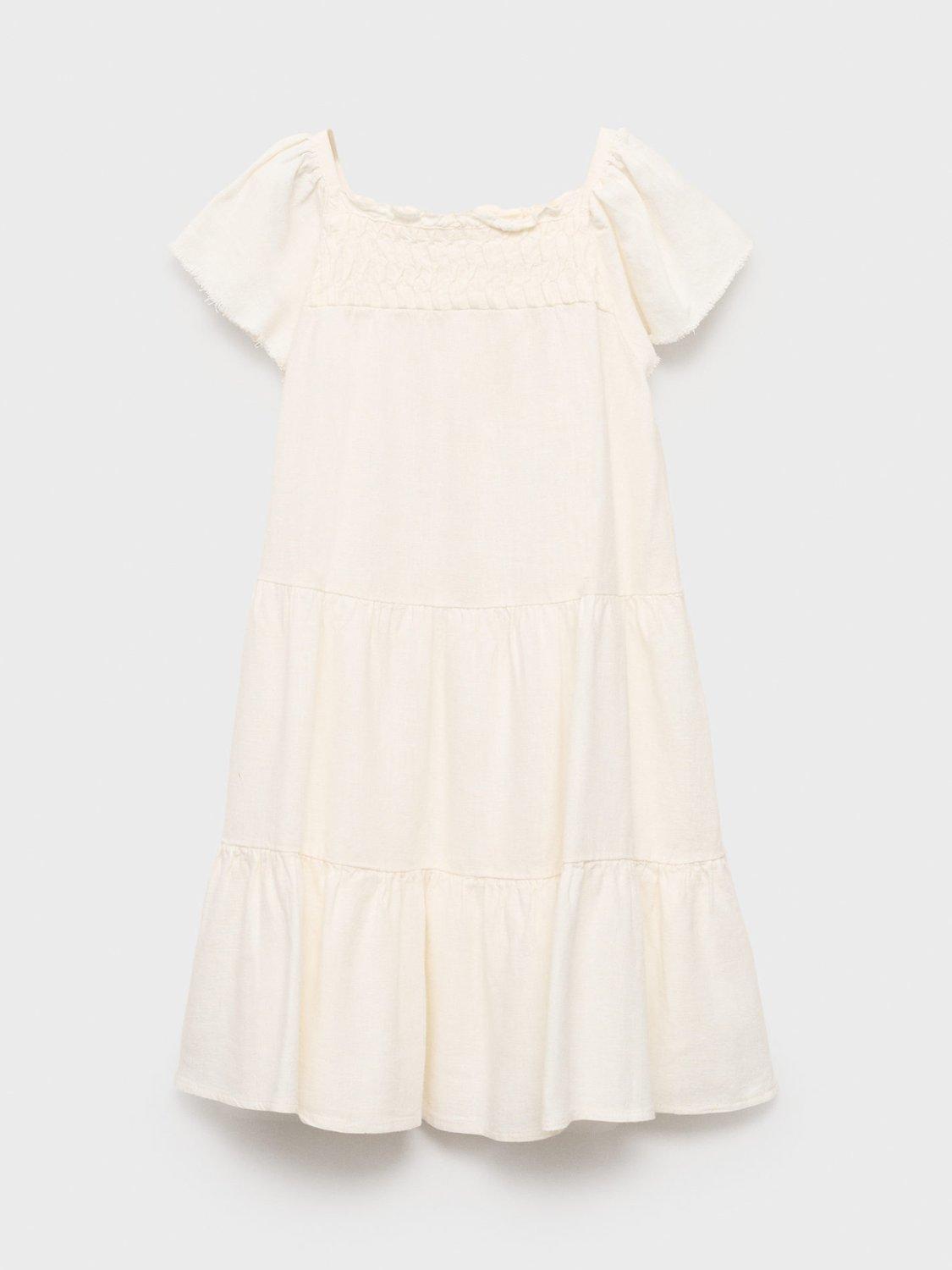 Product image 2 of 6, which shows Mango Kids' Savana Tiered Dress, White, 11-12 years
