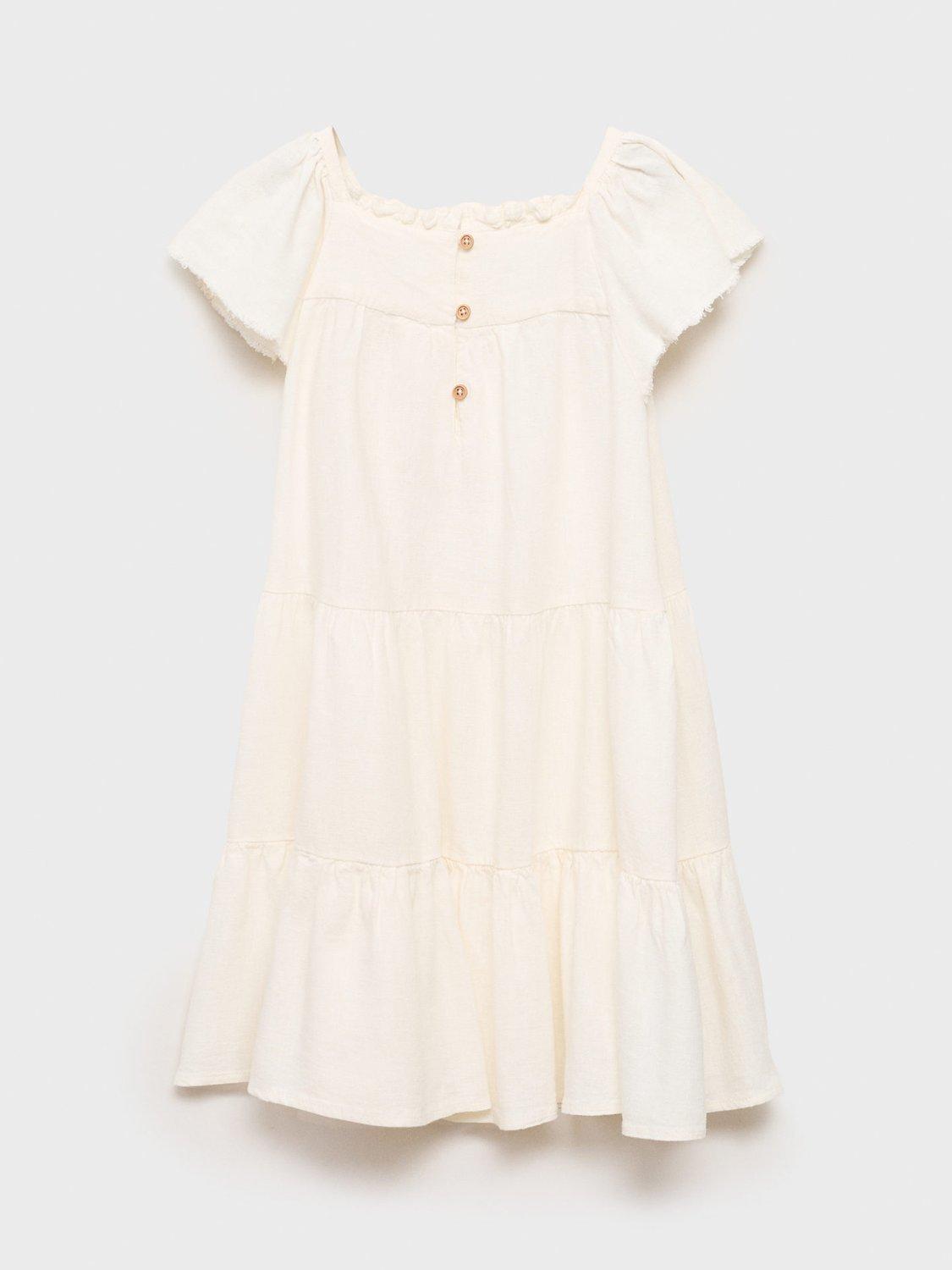 Product image 3 of 6, which shows Mango Kids' Savana Tiered Dress, White, 11-12 years