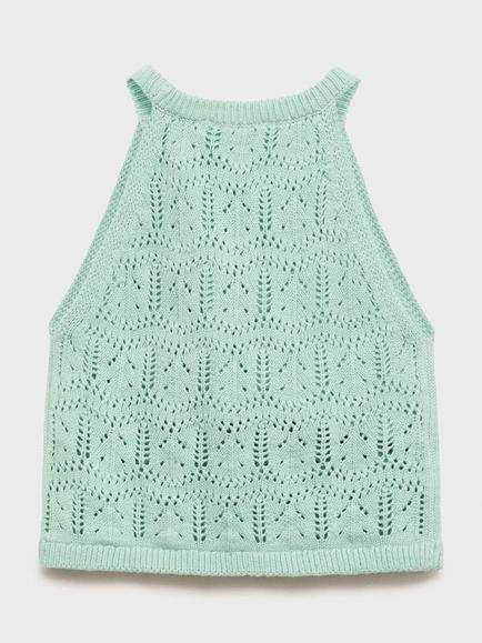 Mango Bali Kids' Cotton Vest, Aqua - view 2, Aqua