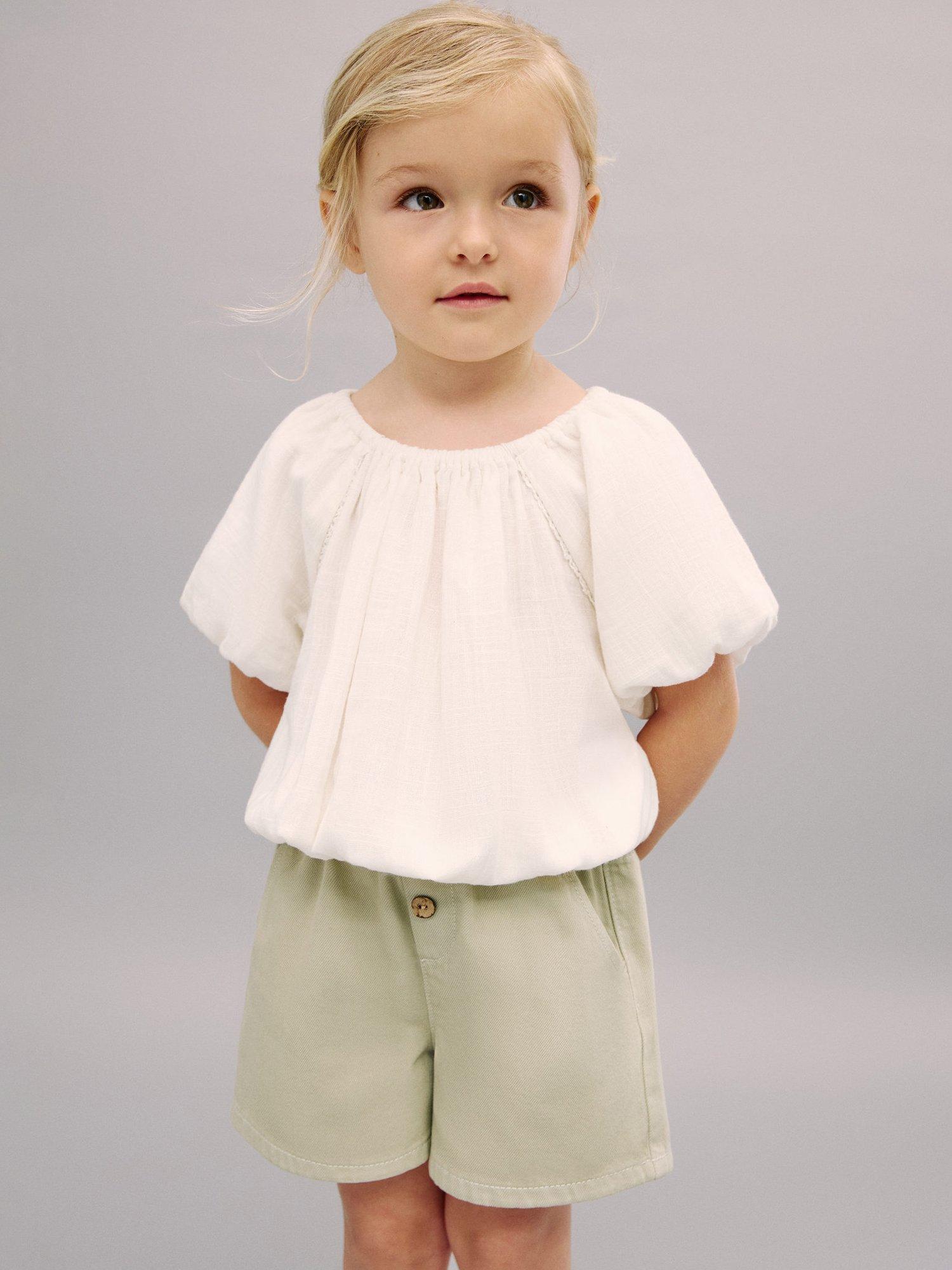 Product image 1 of 5, which shows Mango Kids' Amanda Cotton Shorts, Green, 4-5 years