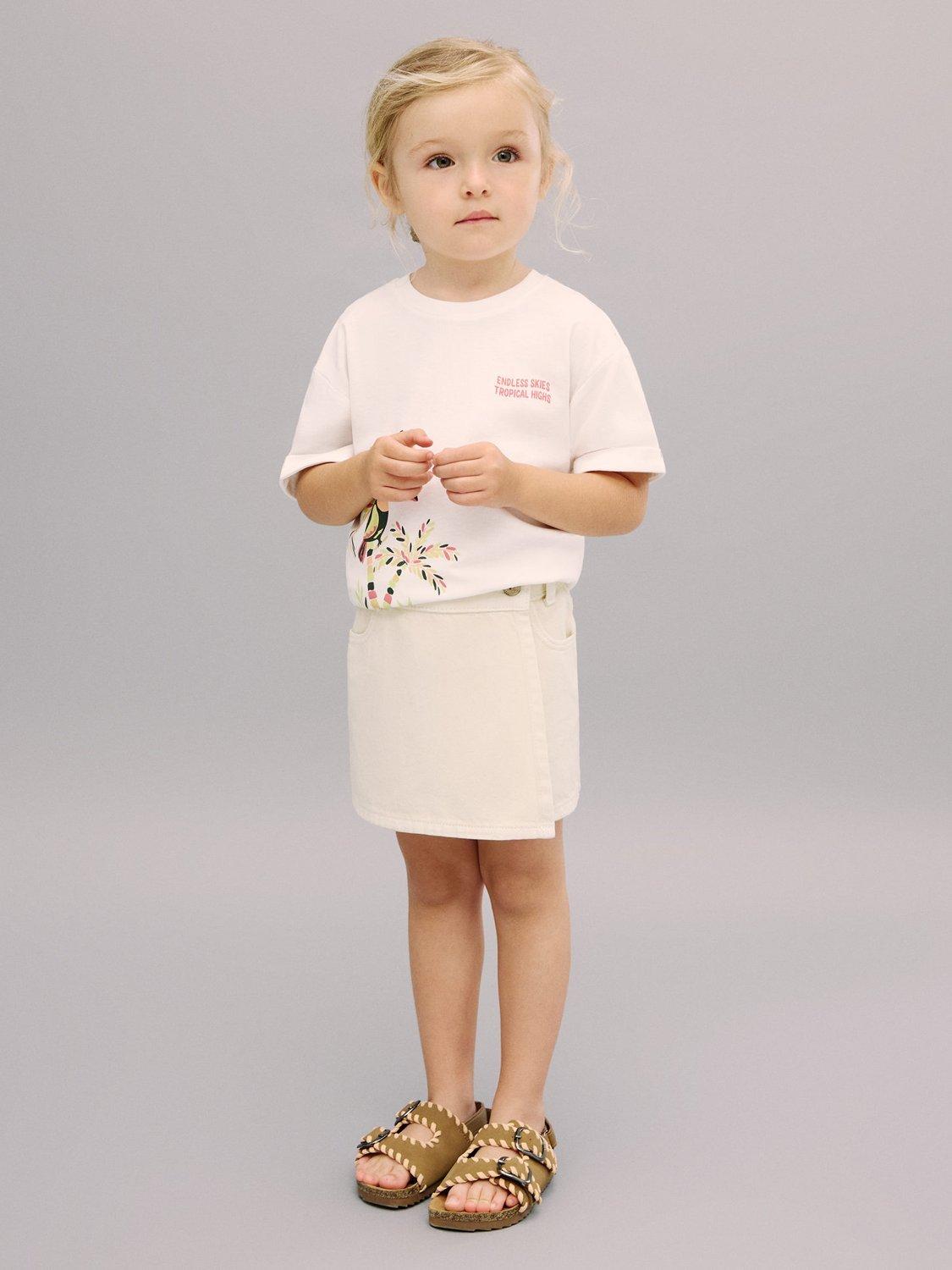 Product image 1 of 6, which shows Mango Kids' Larisa Short Skort, Natural White, 9-12 months
