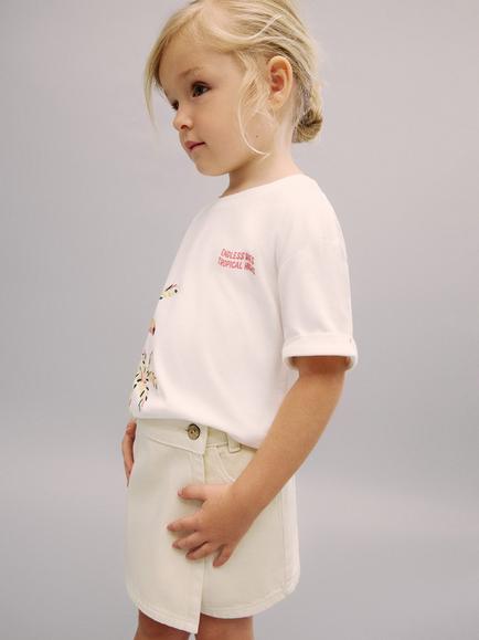 Mango Kids' Larisa Short Skort, Natural White - view 2, Natural White