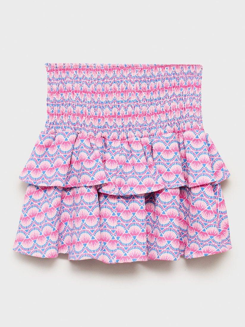 Product image 2 of 4, which shows Mango Kids' Pai Ruched Tiered Skirt, Pink, 11-12 years