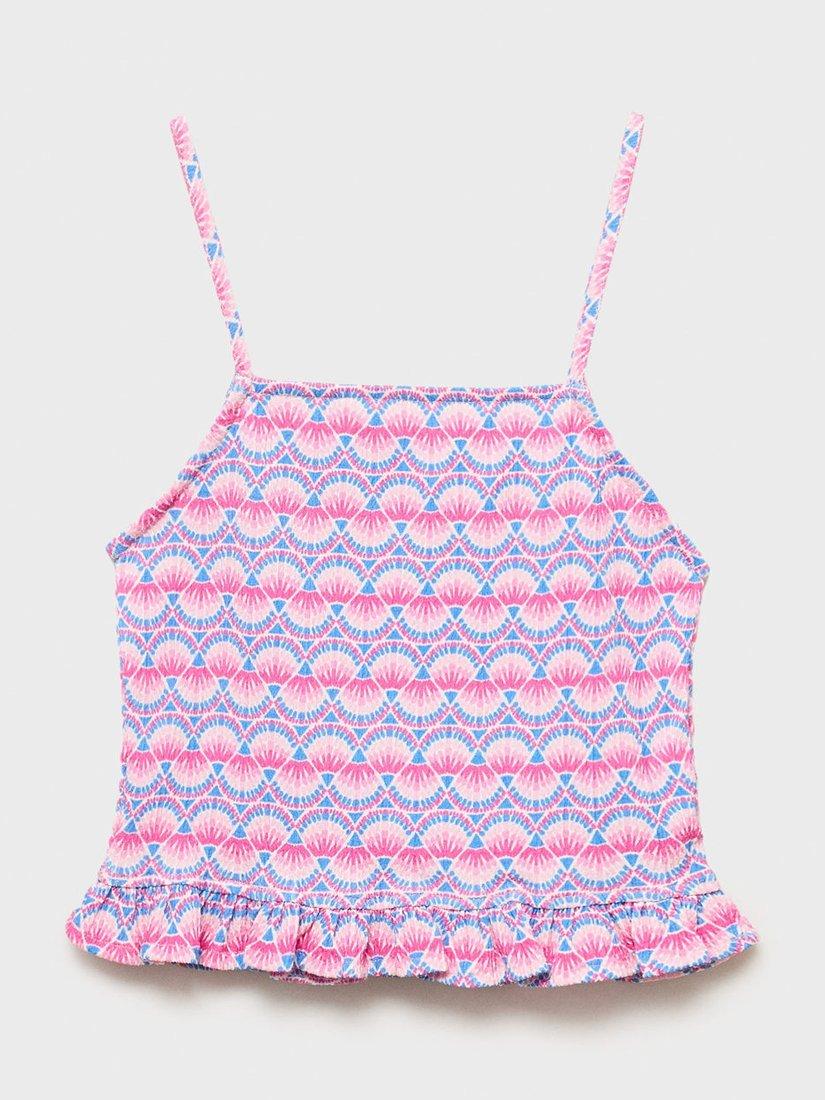 Product image 2 of 4, which shows Mango Kids' Pai Ruched Strappy Top, Pink, 11-12 years