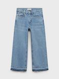 Mango Kids' Denim Raw-Cut Culotte Jeans, Open Blue
