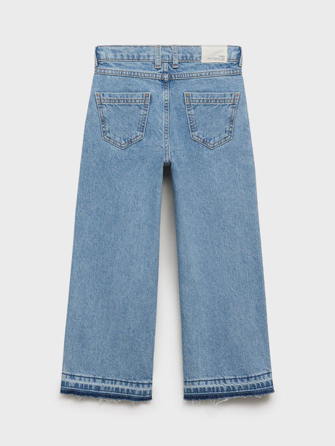 Product image 3 of 5, which shows Mango Kids' Denim Raw-Cut Culotte Jeans, Open Blue, 11 yrs