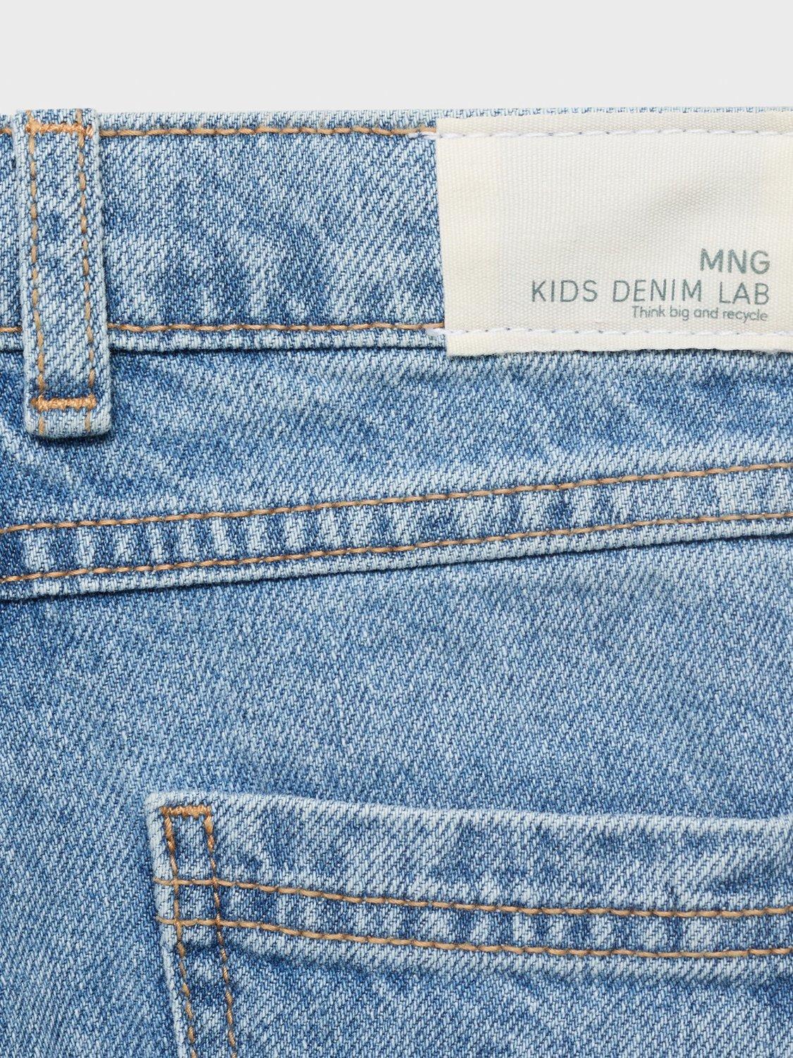 Product image 4 of 5, which shows Mango Kids' Denim Raw-Cut Culotte Jeans, Open Blue, 11 yrs