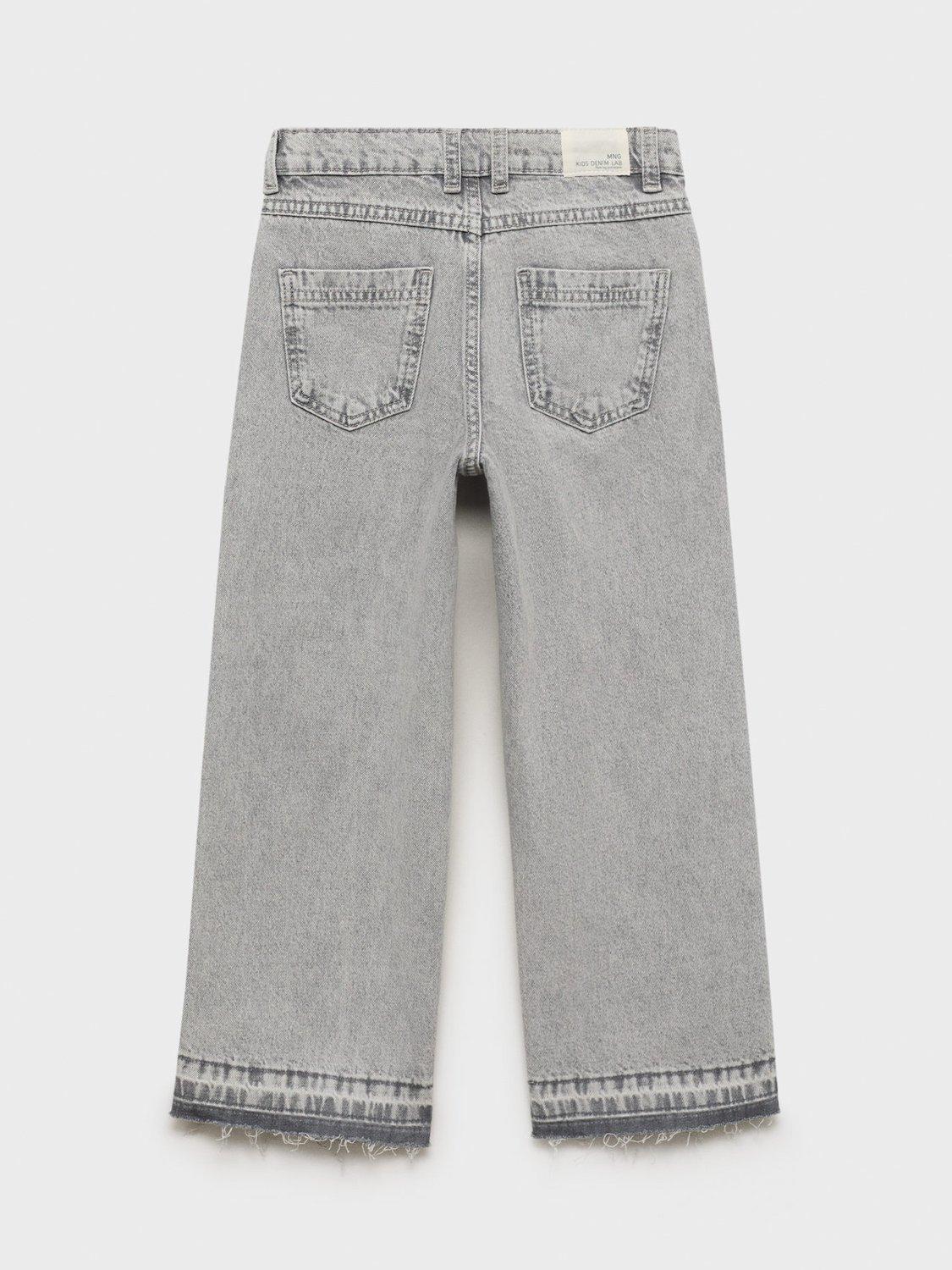 Product image 4 of 4, which shows Mango Kids' Denim Frayed Culotte Jeans, Open Grey, 11 years