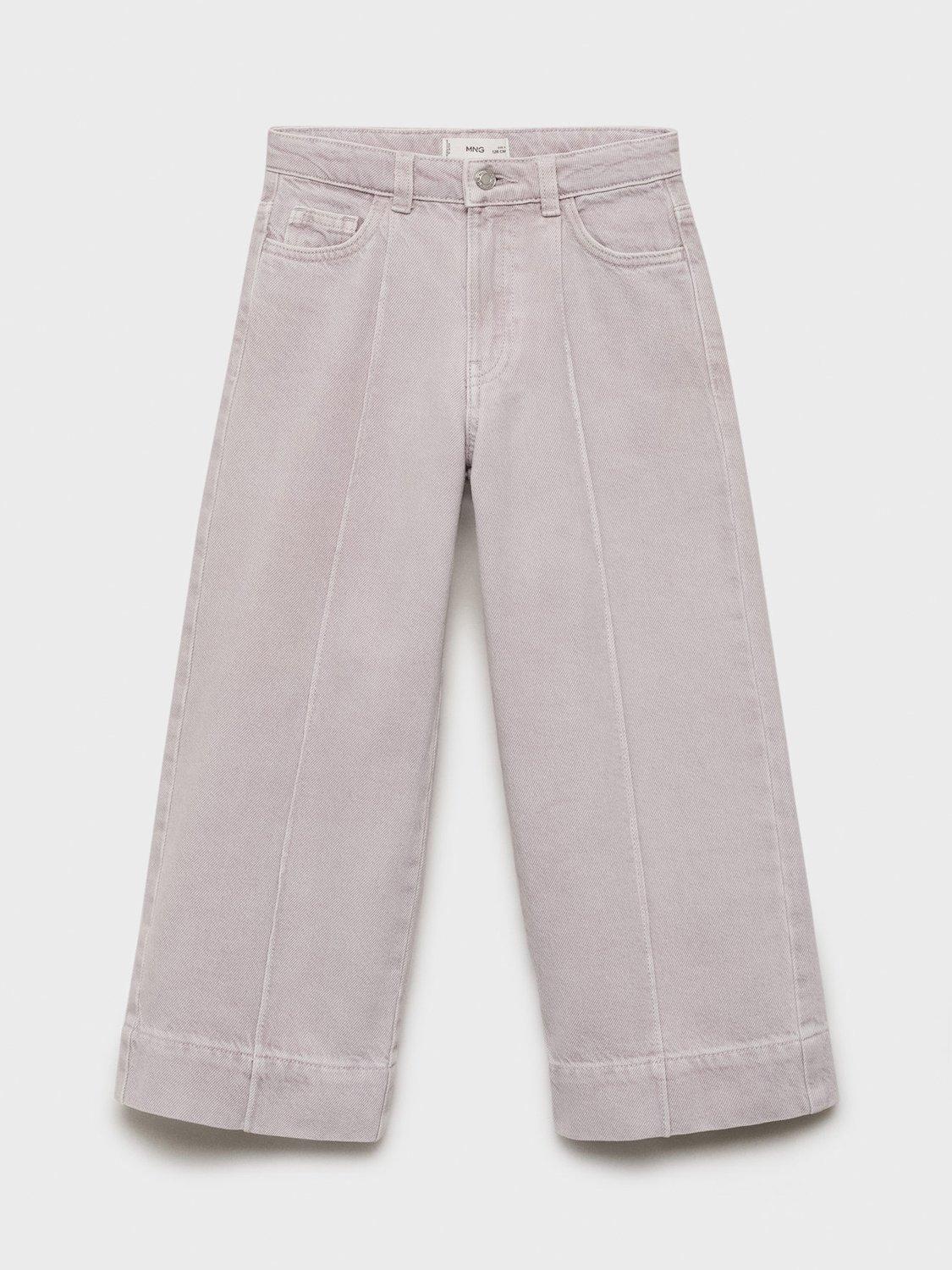 Product image 2 of 5, which shows Mango Kids' Denim Culotte Jeans, Light Pastel Purple, 11 yrs