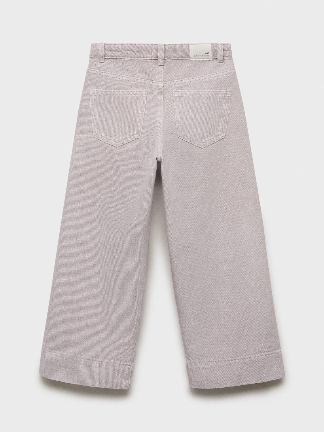 Product image 3 of 5, which shows Mango Kids' Denim Culotte Jeans, Light Pastel Purple, 11 yrs