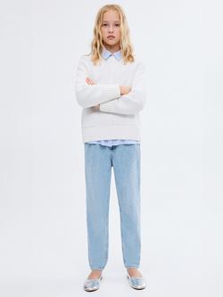 Mango Kids' Cotton Paperbag Jeggings, Open Blue