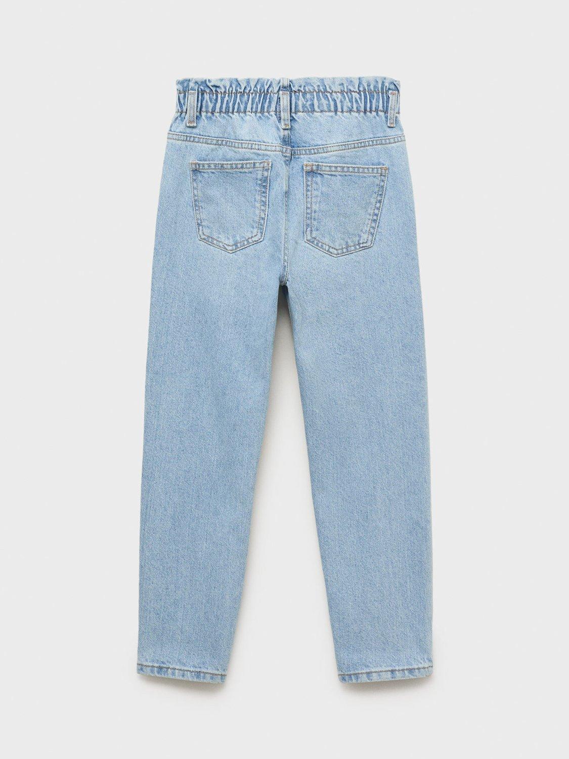 Product image 3 of 5, which shows Mango Kids' Cotton Paperbag Jeggings, Open Blue, 11 years