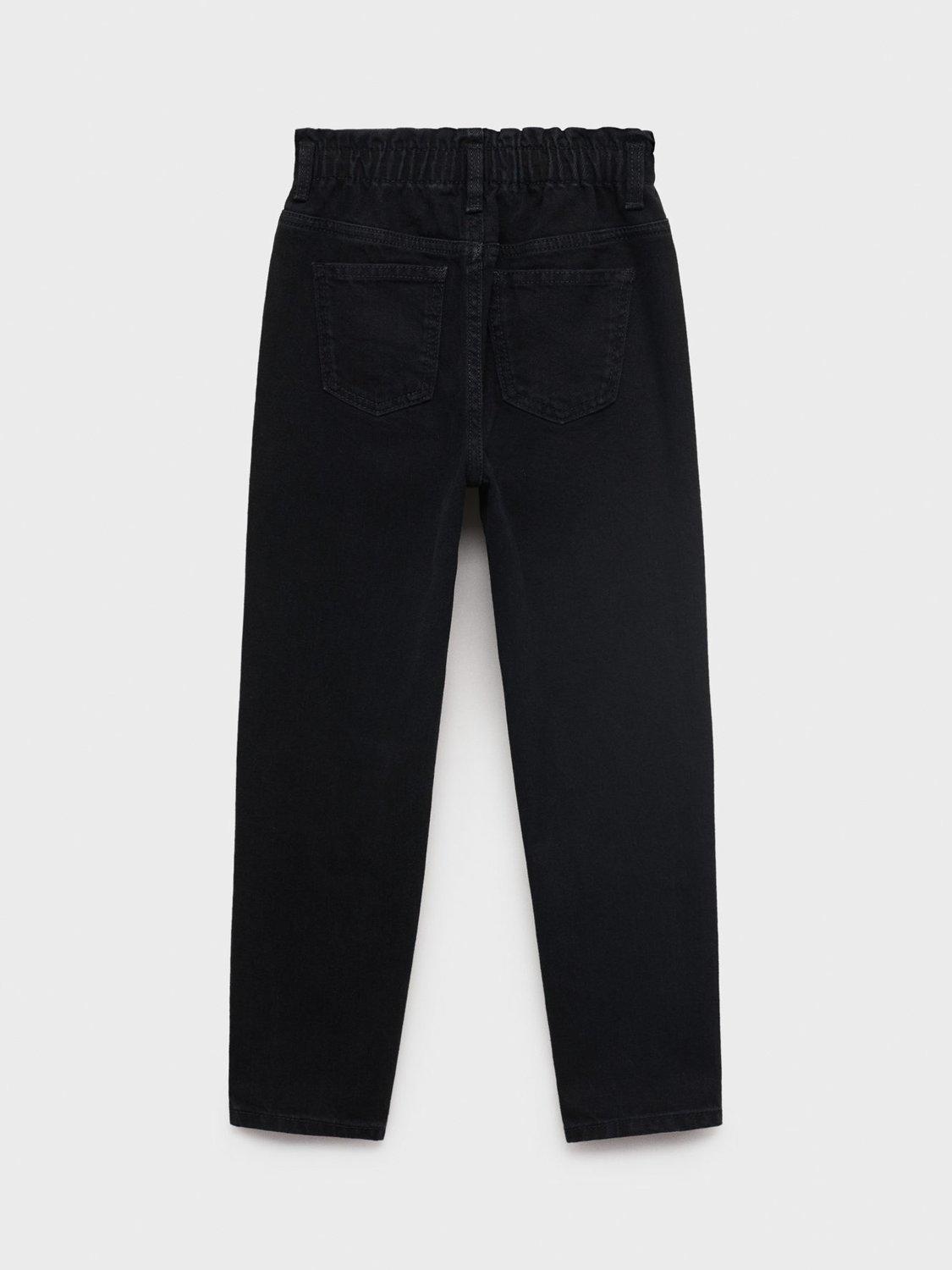 Product image 4 of 6, which shows Mango Kids' Cotton Regular Fit Paperbag Jeans, Open Grey, 11 years