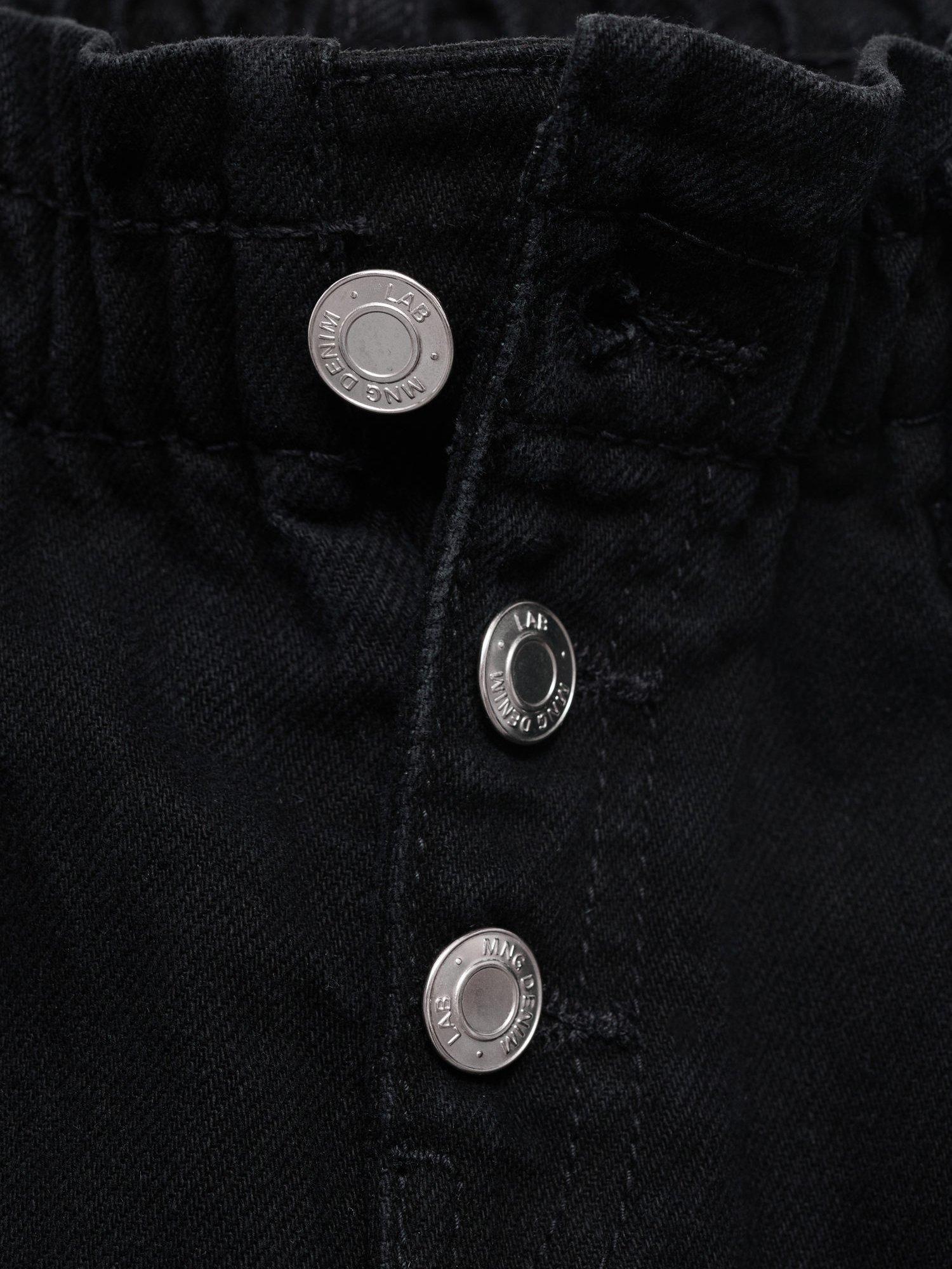 Product image 6 of 6, which shows Mango Kids' Cotton Regular Fit Paperbag Jeans, Open Grey, 11 years