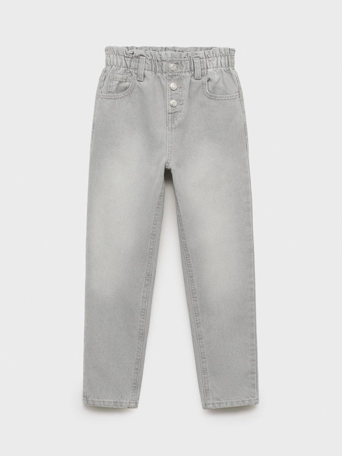 Product image 1 of 4, which shows Mango Kids' Cotton Paperbag Jeggings, Open Grey, 7 years