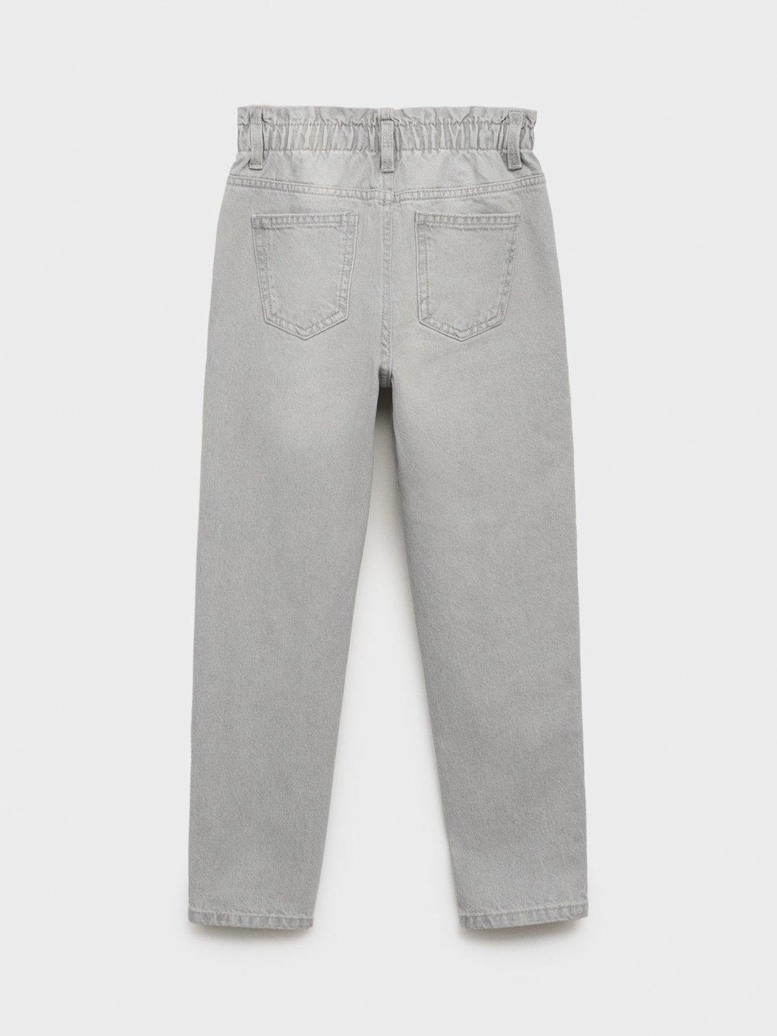 Product image 2 of 4, which shows Mango Kids' Cotton Paperbag Jeggings, Open Grey, 7 years