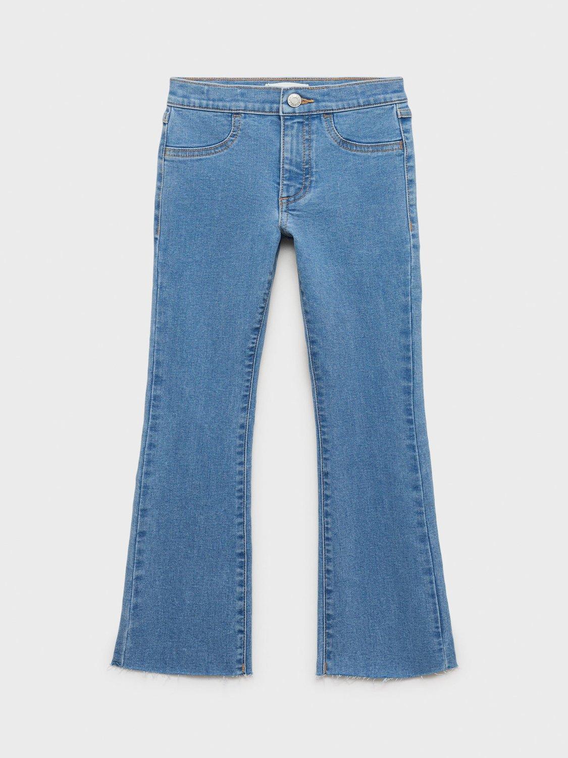 Product image 1 of 4, which shows Mango Kids' Cotton Denim Trumpet Jeans, Open Blue, 6 years