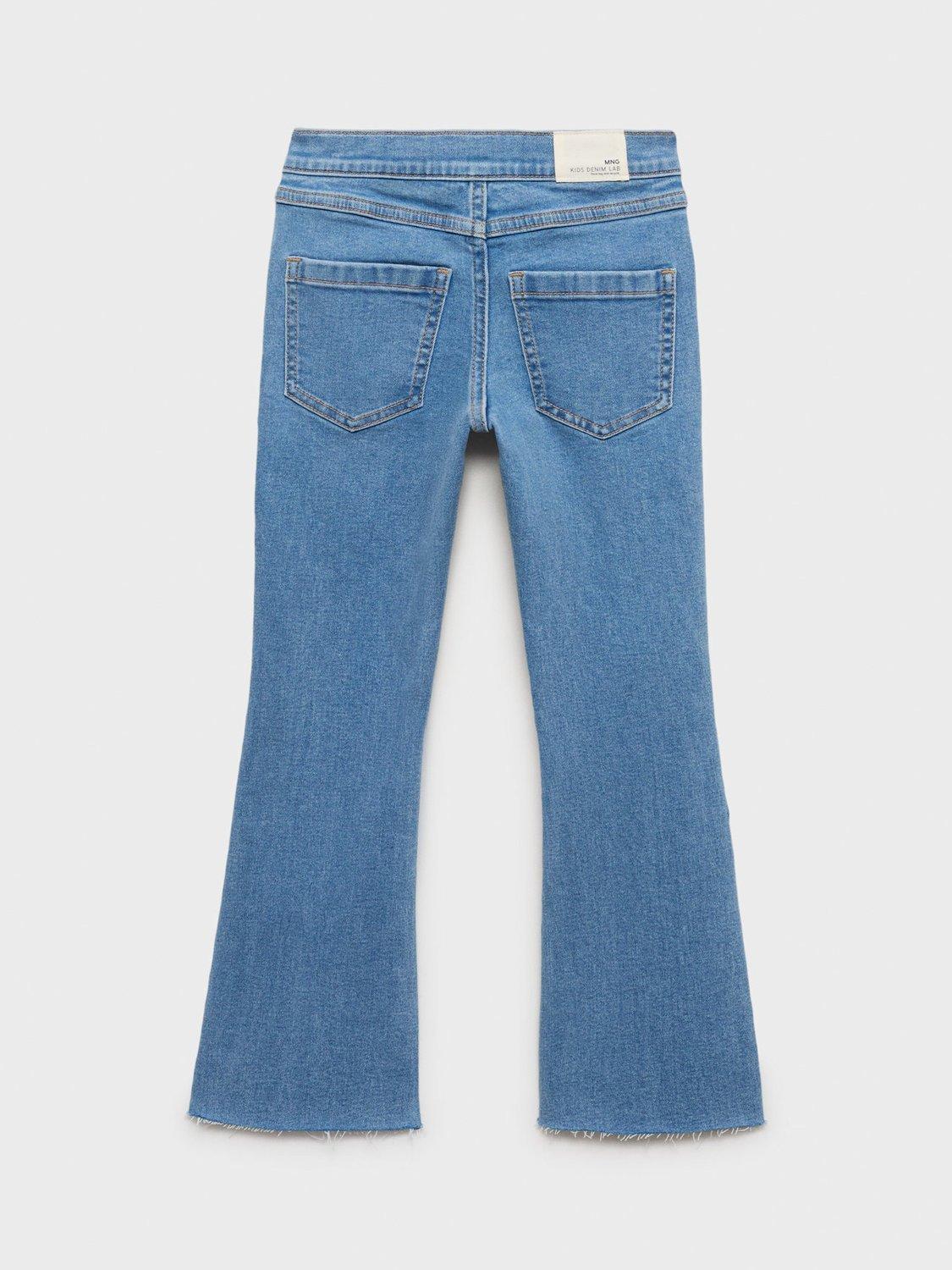 Product image 2 of 4, which shows Mango Kids' Cotton Denim Trumpet Jeans, Open Blue, 6 years
