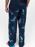 Cyberjammies Cotton Modal Blend Whale Print Pyjama Bottoms, Navy