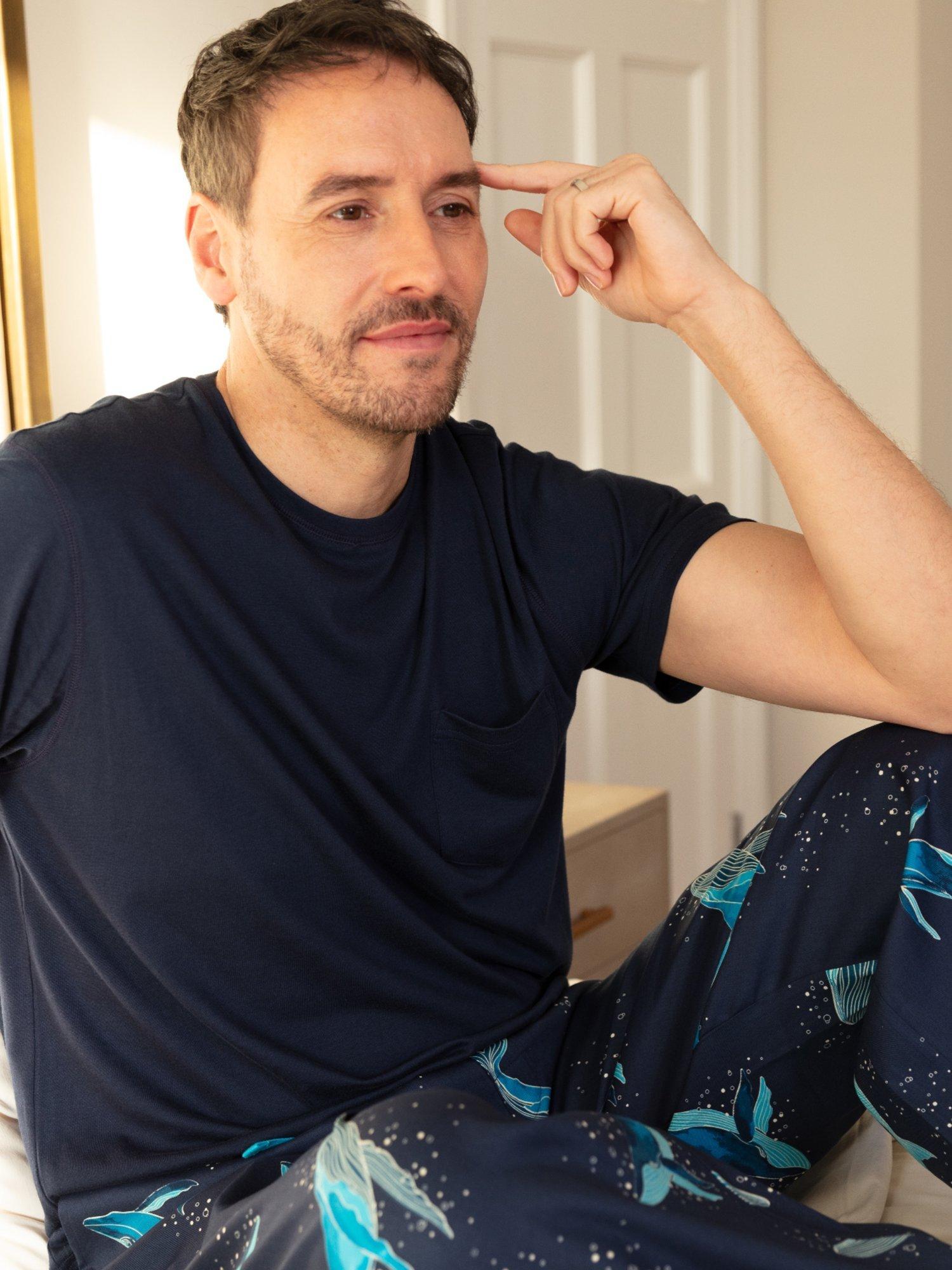 Product image 3 of 4, which shows Cyberjammies Cotton Modal Blend Whale Print Pyjama Bottoms, Navy, S