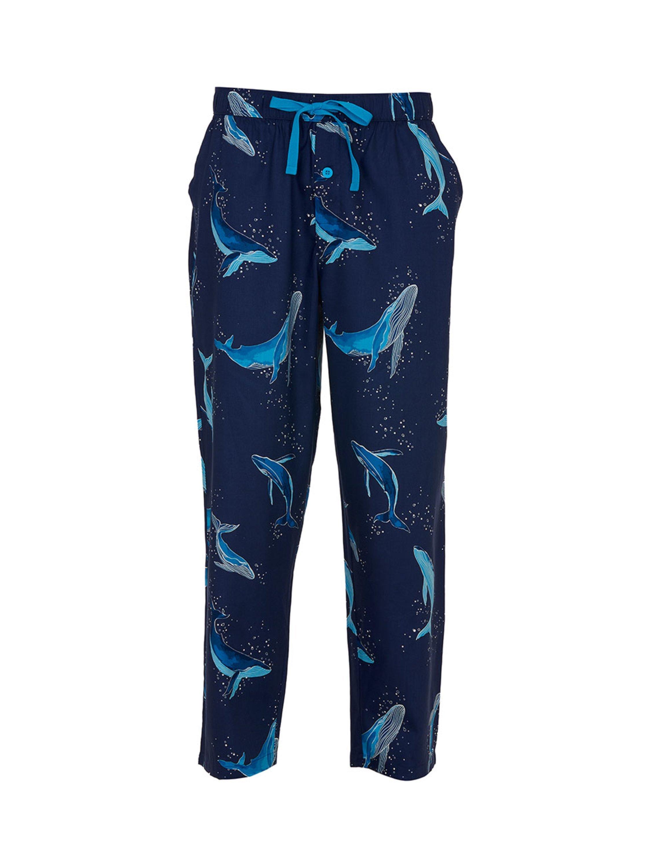 Product image 4 of 4, which shows Cyberjammies Cotton Modal Blend Whale Print Pyjama Bottoms, Navy, S