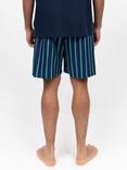 Cyberjammies Cotton Modal Blend Printed Stripe Pyjama Shorts, Navy