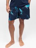 Cyberjammies Cotton Modal Blend Whale Print Pyjama Shorts, Navy