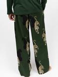 Cyberjammies Cotton Modal Blend Leopard Print Pyjama Bottoms, Olive Green