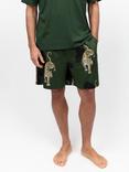 Cyberjammies Cotton Modal Blend Leopard Print Pyjama Shorts, Olive Green
