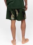 Cyberjammies Cotton Modal Blend Leopard Print Pyjama Shorts, Olive Green
