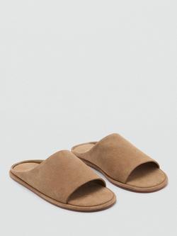 Mango Babu Suede Leather Flat Heel Sandals - view 2, Natural Beige