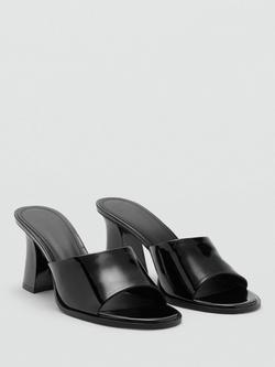 Mango Polo Block Heel Open Toe Patent Sandals - view 2, Black