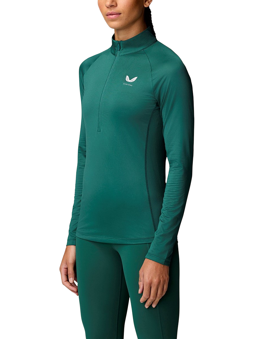 Product image 1 of 3, which shows Castore Women's Adapt Half-Zip Long Sleeve Top, Seafoam/Sage, XS