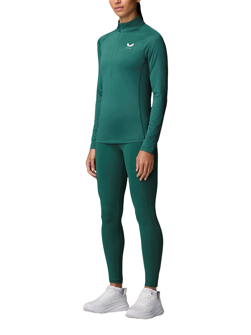 Product image 3 of 3, which shows Castore Women's Adapt Half-Zip Long Sleeve Top, Seafoam/Sage, XS