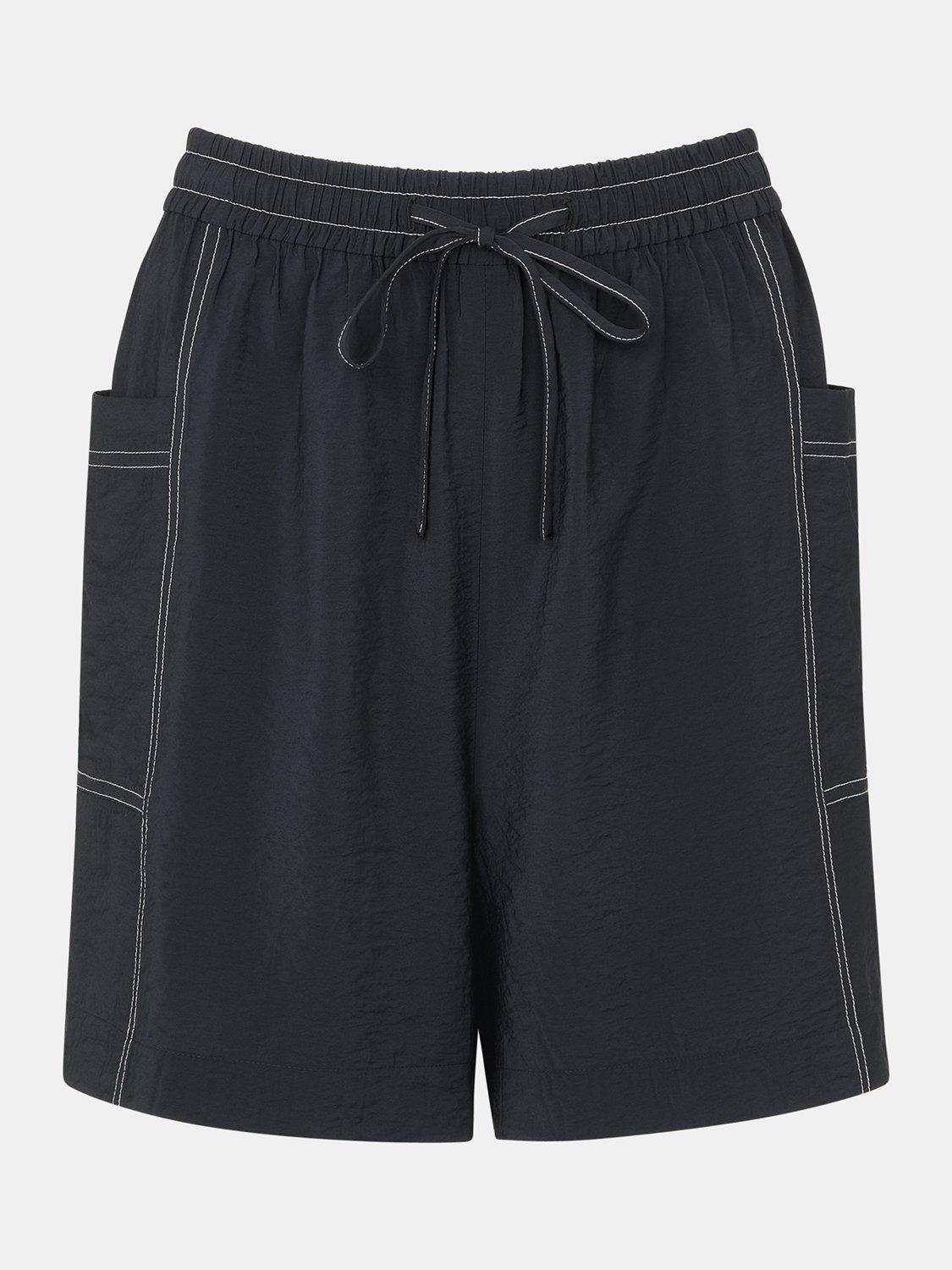 Product image 5 of 5, which shows Whistles Contrast Stitch Pull On Shorts, Black/Multi, 6