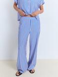Mango Mykonos Stripe Trousers, Medium Blue