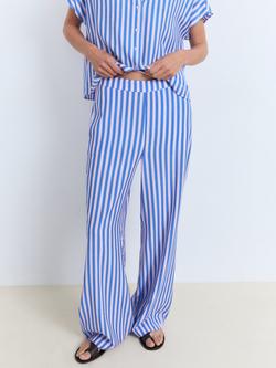 Mango Mykonos Stripe Trousers, Medium Blue, Medium Blue