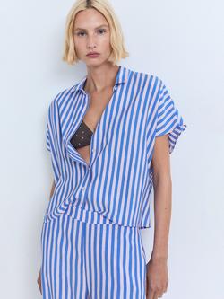 Mango Mykonos Stripe Trousers, Medium Blue - view 2, Medium Blue