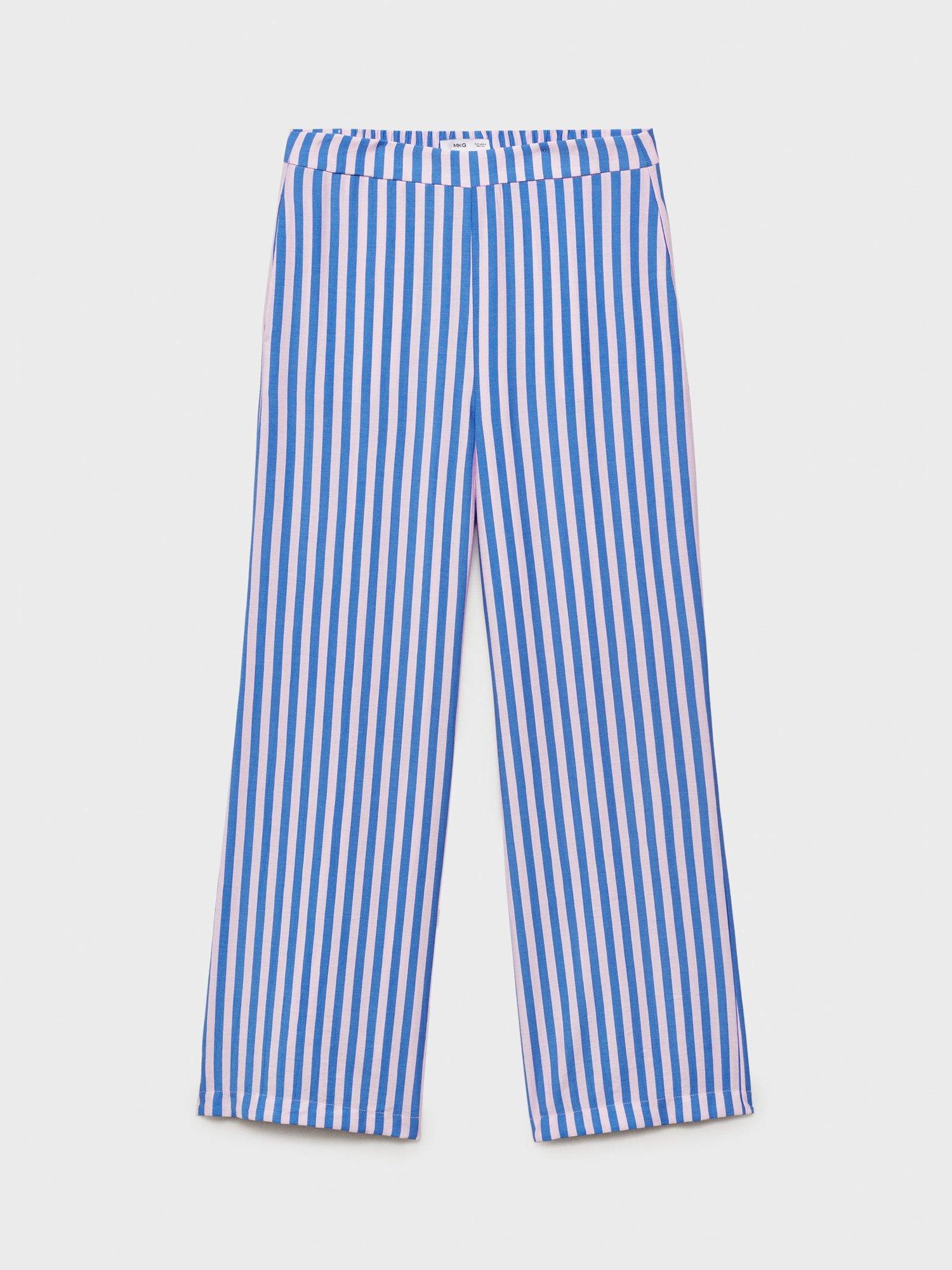 Product image 3 of 8, which shows Mango Mykonos Stripe Trousers, Medium Blue, L