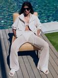 Mango Paqui Crochet Flared Trousers, Natural White