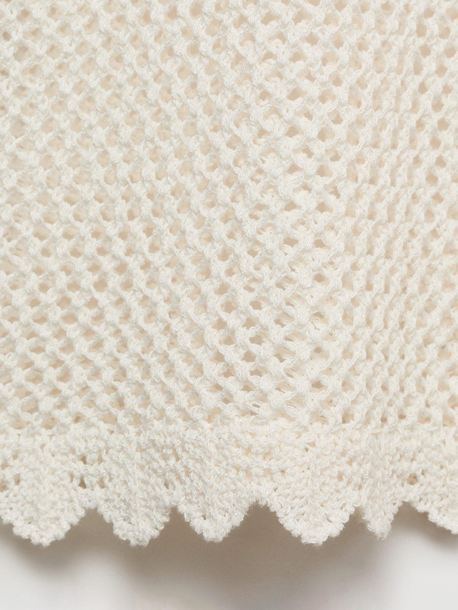 Product image 5 of 6, which shows Mango Paqui Crochet Flared Trousers, Natural White, L