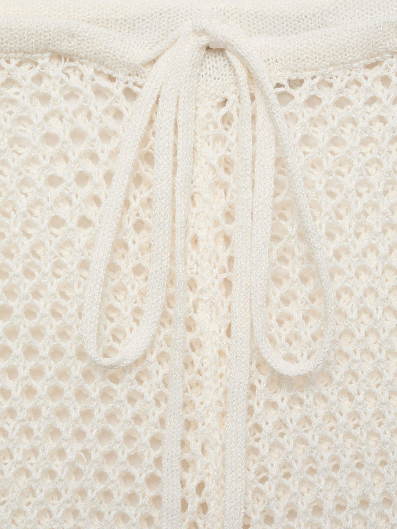 Product image 6 of 6, which shows Mango Paqui Crochet Flared Trousers, Natural White, L